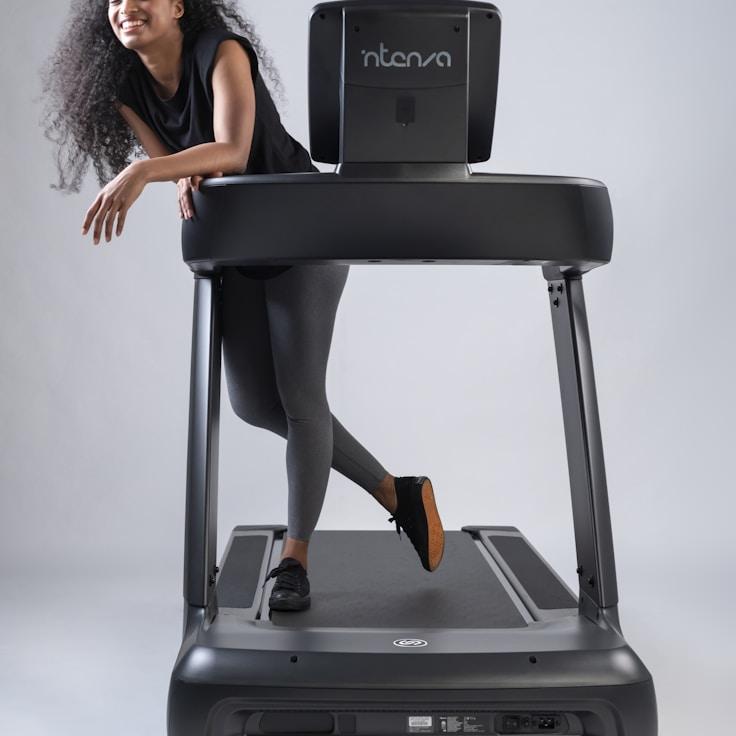 Commercial gym interior with strength gear